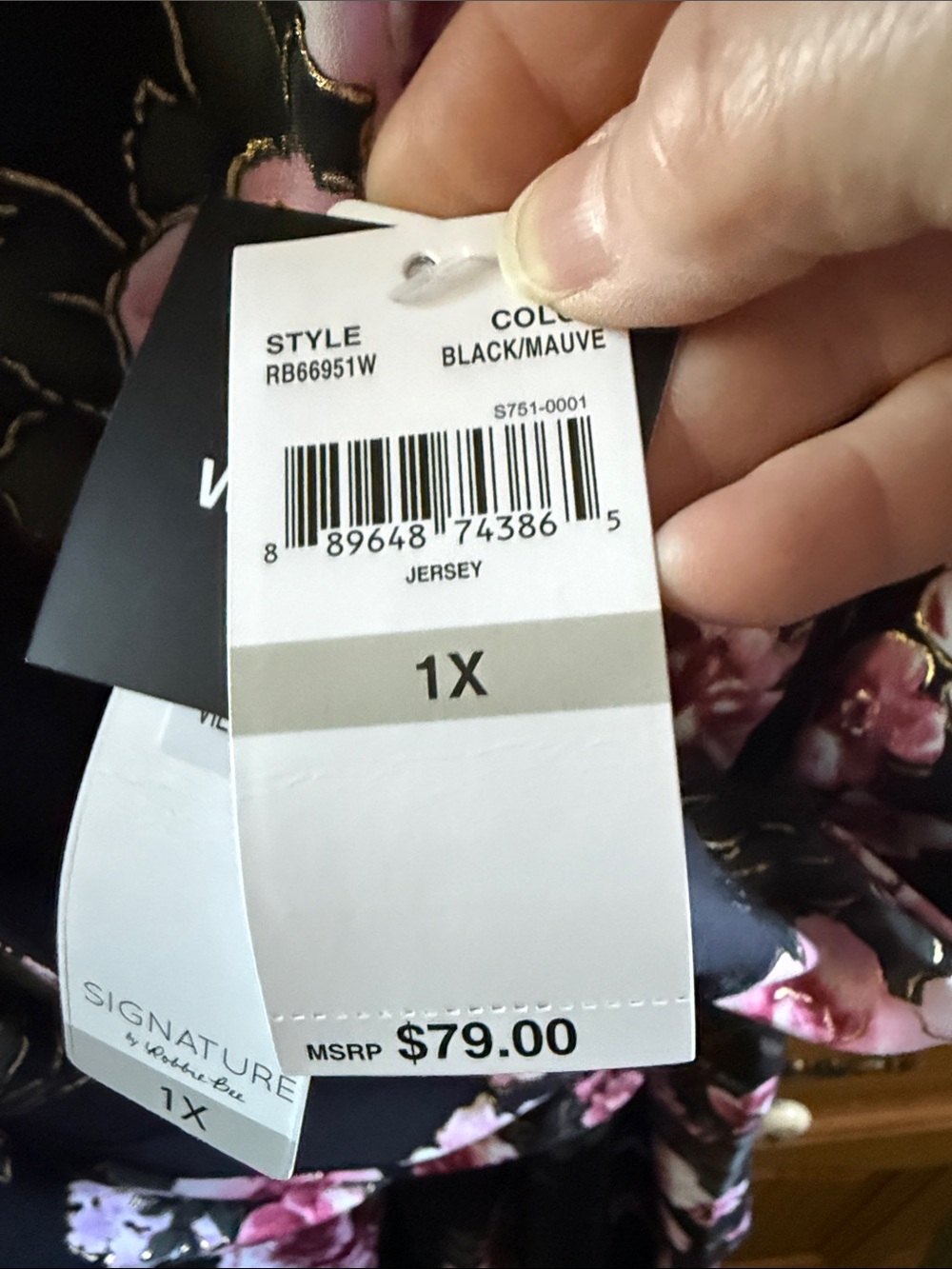 Signature by Robbie Bee Black Floral Wrap-Style LS Dress NWT size 1X - Picture 3 of 5